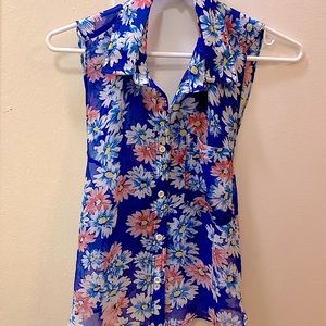 Kiwi Tucker Sheer CrossBack Open Floral Tank Top Sz Medium